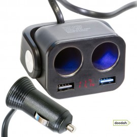 Зарядний пристрій із прикурювачами - Ozio Y34QA. 12-24V, 90W, 2 USB, QC3.0, 70см. Гарантія 6 міс. Зарядний пристрій із прикурювачами - Ozio Y34QA. 12-24V, 90W, 2 USB, QC3.0, 70см. Гарантія 6 міс.